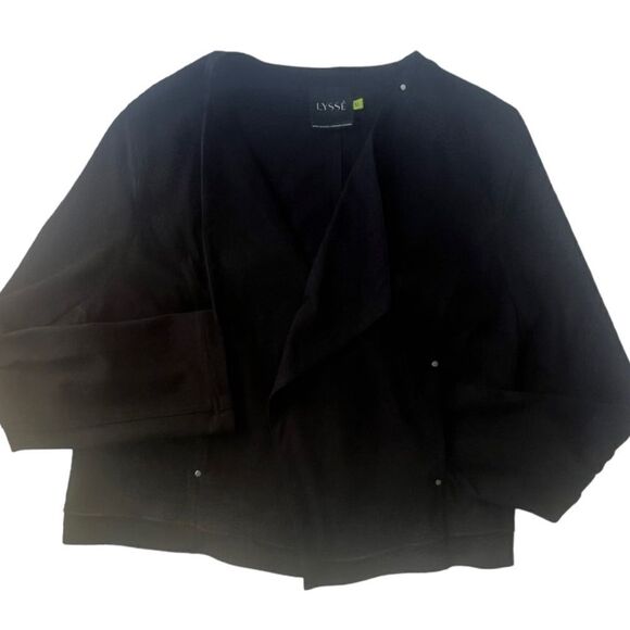 Lysse Women’s Black Open Drape Front Cardigan Fall Short Jacket size XL - Picture 3 of 9